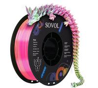 Sovol 3D Printer PLA Silk Tri Color Filament 1.75mm 1kg Rose Blue Yellow | Co-Extrusion 3-in-1 Design | ±0.03mm Tolerance | Shiny Metallic Finish | Compatible with Most FDM Printers | 190-220°C
