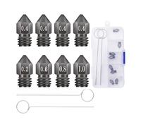 Sovol 8pcs 3D Printer Hardened Steel MK8 Nozzles, Upgraded Tungsten All Metal Extruder Nozzles 0.2mm, 0.4mm, 0.6mm, 0.8mm, 1mm for Ender 3 Ender 3 V2 Ender 3 Pro CR-10