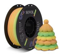 Sovol Matte PLA Filament Rainbow 1.75 mm, Fast Change Multicolored 3D Printer Filament 1kg (2.2 lbs) Spool, Dimensional Accuracy +/- 0.03 mm, Matte Bright Yellow