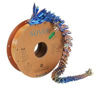 Sovol PLA Filament Silk Tri Color Co-Extrusion 1.75mm, 3D Printer Filament 1kg/ 2.2lbs, Shiny Silk Blue Green Orange 3 in 1 Coextrusion PLA Material +/-0.03mm
