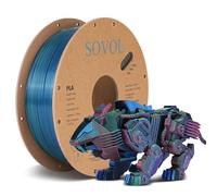 Sovol PLA Filament Silk Tri Color Co-Extrusion 1.75mm, 3D Printer Filament 1kg/ 2.2lbs, Shiny Silk Red Green Blue 3 in 1 Coextrusion PLA Material +/-0.03mm