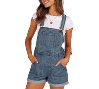 Sovoyontee Women's Jeans Shortalls Straps Denim Overalls Shorts Romper Jumpsuits, 727 Indigo, XXL