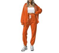 Sovoyontee Women's Tracksuit Zip Up Hoodie Sweatsuits 2-Piece Jogger Sets with Pockets, 145 Orange, S