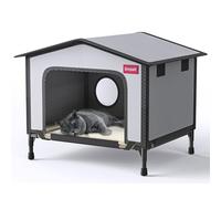 SOVPAI Outdoor cat House, Waterproof cat House for Stray Pets, Suitable for Outdoor/Indoor Cats, Easy to Assemble and Clean, Suitable for Multiple Pets and Large Cats (Grey, M 19 * 13 * 14.8)