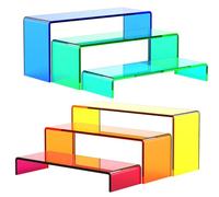 SOVQUEST 6 PCs Risers Display Stands 3 Tiers Desktop Acrylic Shelves Cake Pop Holder Products Display Stand for Collectibles Shoes Jewels (Mix Colors)