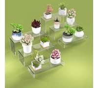 SOVQUEST 9 Inch Clear Risers Display Stands 6 PCs 3 Tiers Desktop Acrylic Shelves Cake Pop Holder Products Display Stand for Collectibles Shoes Jewels (Clear 9 Inch )
