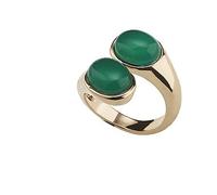 Sovrani Ladies ring in brass with gold finish with light green cat's eye. This piece of jewellery is part of the Cristal Magique collection. The jewellery is size 17. Reference: J8874