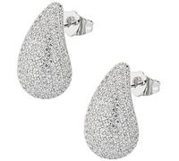 Sovrani Women's Earrings from the Fashion Mood Collection. Brass Earrings with Rhodium Finish and Cubic Zirconia, Size: 2 cm and Butterfly Back. Reference is: J10515
