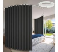Sovtfides Blackout Curtains for Bedroom, Grey 2 Panels W105 x L106in+Flexible Ceiling Curtain Track White 16.4ft,Room Divider, Thermal Insulated Privacy Partition