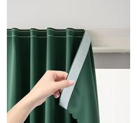 Sovtfides Blackout Curtains for Bedroom Stick On Curtains Window Shades Pull Down Blackout Window Cover No Drillng Self Adhesive Curtains No Rod Small Curtain 47" W X 79" L, Dark Green, 1 Panel
