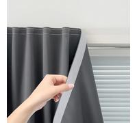 Sovtfides Magic Tape Stick On Curtains Window Shades Pull Down Blackout Window Cover Blackout Curtains for Bedroom No Drillng Self Adhesive Curtains No Rod Small Curtain, 47" W X 59" L, Grey, 1 Panel