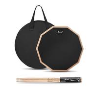 Sovvid 12 Inches Drum Pad and 5A Drum Sticks, Double Sided Snare Drum Practice Pad for Drummers, Silent Practice for Adults and Kids with Storage Bag - Black
