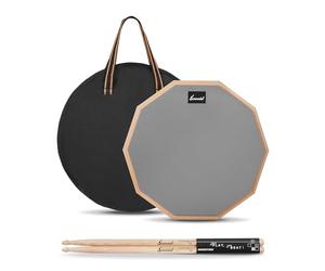 Sovvid 12 Inches Drum Pad and 5A Drum Sticks, Double Sided Snare Drum Practice Pad for Drummers, Silent Practice for Adults and Kids with Storage Bag - Gray