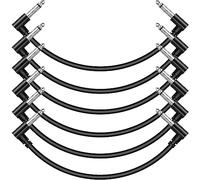 Sovvid 6 Pack 30CM/12 Inch Guitar Patch Cables - Black Right Angle Pedal Cables