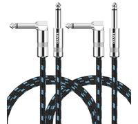 Sovvid 6FT Instrument Cable 2 Pack - Electric Guitar & Bass Cable with Right Angle 1/4 Inch Connector - Black & Blue