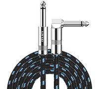 Sovvid Professional Guitar Cable 1.8M/6FT, Braided Guitar Lead Instrument Cables 6.35mm 1/4 Inch Jack Cord for Electric Guitar Bass, Amp, Speaker, Keyboard, Mandolin, Pro Audio (Black Blue)