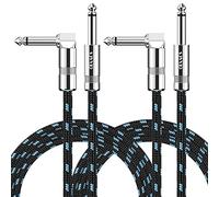 Sovvid Professional Guitar Cable 3M/10FT 2 Packs, Braided Instrument Cables 6.35mm 1/4 Inch Jack Cord for Electric Guitar Bass, Amp, Speaker, Keyboard, Mandolin, Pro Audio (Black Blue)