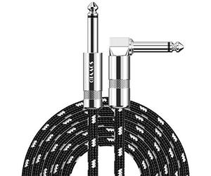 Sovvid Professional Guitar Cable 3M/10FT, Braided Guitar Lead Instrument Cables 6.35mm 1/4 Inch Jack Cord for Electric Guitar Bass, Amp, Speaker, Keyboard, Mandolin, Pro Audio (Black White)