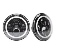 Sovxbgw Assembly Headlamp 7" LED Headlights Full Halo Angel Eyes Lights For Land For Rover For Defender 90/110 1983-2014 front light assembly(Pair black SET)