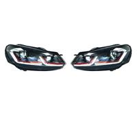 Sovxbgw Assembly Headlamp Car Light For VW For Golf 6 Headlamp Mk6 2009-2012 LED Projector Lens Headlight DRL Turn Signal Lamps Beam front light assembly(GTI Red)