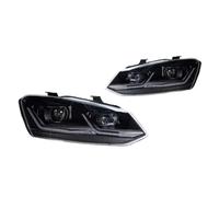 Sovxbgw Assembly Headlamp Car Lights For VW For Polo LED Headlight Projector Lens 2011-2017 Headlamp DRL Hid Xenon Beam Accessories front light assembly(Black,Left)