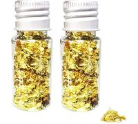 SovZovy 24 K Edible Gold Leaf Flakes,2 Bottle Gold Foil Food-Grade Gold Paper Cake Chocolate Decoration Flake DIY Craft Gold Leaf Home Restaurant Decorative