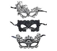 sowaka 3 Pcs Lace Masks for Halloween Assorted Design Soft to Wear Sexy Vintage Masquerade Eye Mask with Ribbon for Women Ball Proms Carnival Parties Supplies