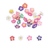 SOWAKA 30 Pcs Plumeria Beads Polymer Clay Hawaiian Flower 12 mm 3D Floral Loose Spacer Bead for Jewelry Making Necklace Bracelets Keychain Earring DIY Supplies