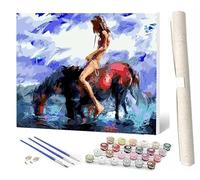 SOWBIL Paint by Number Kits for Adults BeginnersEasy Acryli Kits Water Horse Man DIY Paint by Numbers Kits on Canvas Without Frame for Home Wall Decor 16x20inch