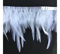 Sowder 2 Yards Natural Rooster Hackle Feather Trim Fringe 4-6" in Width Dress DIY Decoration (White)