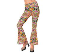 SoWest 60s 70s Flared Trousers Ladies Disco Groovy Fancy Dress Saterday Night Fever Psychedelic Hippie Chick Small Multicoloured