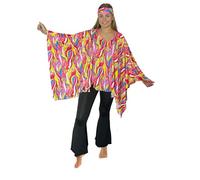 SoWest 60s 70s Hippie Hippy Ladies Fancy Dress Poncho Women Disco Outfit 1960s 1970s Costume