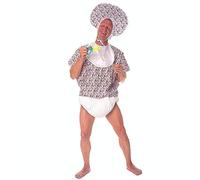 SoWest Big Baby Stag Do Fancy Dress Costume - Adult Funny Baby Outfit for Men | Includes Top, Nappy, Bib & Bonnet | One Size Fits Up to 48” Chest | Hilarious Stag Party Costumes for Adults