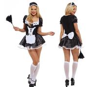 SoWest French Maid Fancy Dress Costume for Women - Black & White Maid Dresses with Attached Net Underskirt & Headdress | Sexy Cosplay Outfit for Halloween, Roleplay & Parties - 5XL