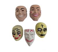 SoWest Halloween Mask Bundle - Pack of 5 Horror Masks | Includes Kiss Me, Skull God, God Killer, Male & Female Evil Grin Masks for Cosplay, Halloween, Masquerade & Party Costumes