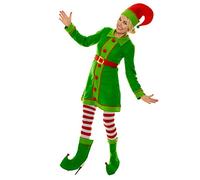 SoWest Ladies 5-Piece Elf Costume - Women’s Christmas Outfit with Dress, Belt, Tights, Boot Covers & Hat | Adult Santa’s Helper Festive Costumes for Xmas Parties, Cosplay & Holiday Events - M