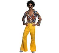 SoWest Men’s 60s 70s Flared Trousers - Retro Disco Fancy Dress Pants for Groovy Theme Parties, Hippie Events & Vintage Dance Nights | Adult Bell Bottom Costume Wear - XL