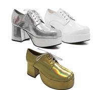 SoWest Men’s 70s Platform Disco Shoes - Retro Fancy Dress Footwear for Eurovision, Stage & Party Outfits | Vintage 1960s 1970s Costume Shoes for Men | Classic Fancy Dress Accessories