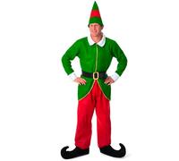 SoWest Men’s Christmas Elf Costume - Adult Fancy Dress Outfit with Jacket, Trousers, Belt, Shoe Covers & Hat | Festive Elf's Costume for Christmas, Holiday, Cosplay & Party Outfit - M