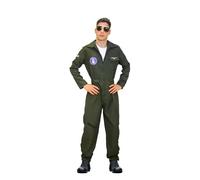 SoWest Men’s Flight Suit Costume - 80s Navy Pilot Jumpsuit with Badge Detail | Military Fighter Pilot Fancy Dress Outfit for Adults, Halloween & Cosplay Party - M