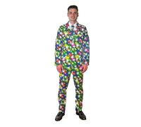SoWest Men’s Star Suit Costume - Funny Christmas Party Outfit | Novelty Xmas Jacket, Trousers with Pockets & Matching Tie | Regular Fit Festive Fancy Dress for Mens - L Multicoloured