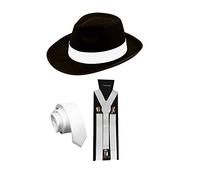 SoWest Men's Gangster 1920s Fancy Dress Costume - 3-Piece Set with Hat, Full-Size Tie, and Adjustable Braces | Roaring Twenties Outfit for Parties, Cosplay, Halloween