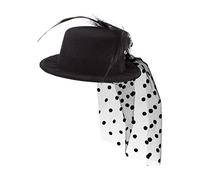 SoWest Mini Victorian Burlesque Top Hat Fascinator - Elegant Fancy Dress Accessory Black Hats with Feather & Ribbon | Vintage 1920s Flapper, Cabaret & Gothic Party Hairpiece for Women