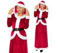 SoWest Miss Santa Claus Deluxe Costume - Women’s Christmas Outfit with Red Hooded Dress & Belt | Mrs Santa Claus Festive Holiday Costume | Sexy Santa Dress for Xmas Parties - XL