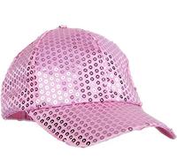 SoWest Sequin Baseball Cap in Light Pink - Adjustable Glitter Bling Party Hat for Men & Women | Stag & Hen Nights Shiny Sequins Sun Hats for 70s Disco | Hip Hop Fashion Fancy Dress Accessory