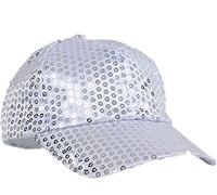 SoWest Sequin Baseball Cap in Silver - Adjustable Glitter Bling Party Hat for Men & Women | Stag & Hen Nights Shiny Sequins Sun Hats for 70s Disco | Hip Hop Fashion Fancy Dress Accessory