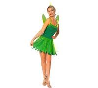 SoWest Women’s Green Fairy Fancy Dress Costume - Adult Storybook Nymph Outfit with Wings | Magical Forest Elf Princess Cosplay for Halloween, Hen Night & Themed Parties - S