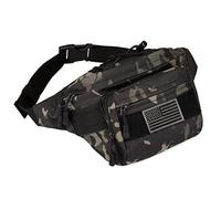 SOWHUP Tactical Waist Bag, Military Waist Pack Pack of U.S Patch Utility Hip Belt Bumbag for Outdoor Fishing Hiking, Black C (4 Zipper Pocket), S, Tactical Waist Pack