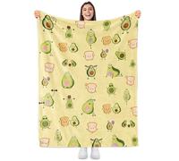 Sowide Avocado Blanket, Comfy Blanket Throw Gifts for Lovers, Soft Lightweight Green Yellow Sports Baby Toast Flannel Cute Fuzzy Plush Kids, Women, Couch, Bedroom, 130x152cm