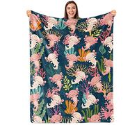 Sowide Axolotl Blanket Gift for Adults and Kids Family Animal Axolotl Blanket Super Soft Plush Flannel Throw Blanket for Couch Bed Sofa 50/inchesx60/inches Blue Pink